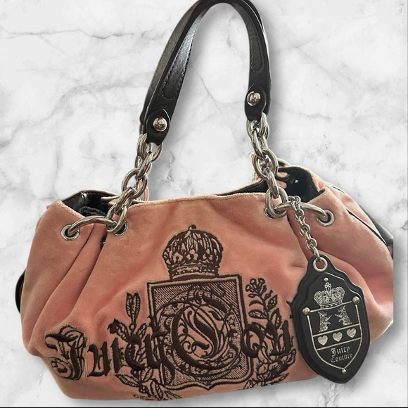 Juicy Couture Handbags - Vintage Y2K Juicy Couture Velour Mini Bag Shoulder Purse Keychain Pink